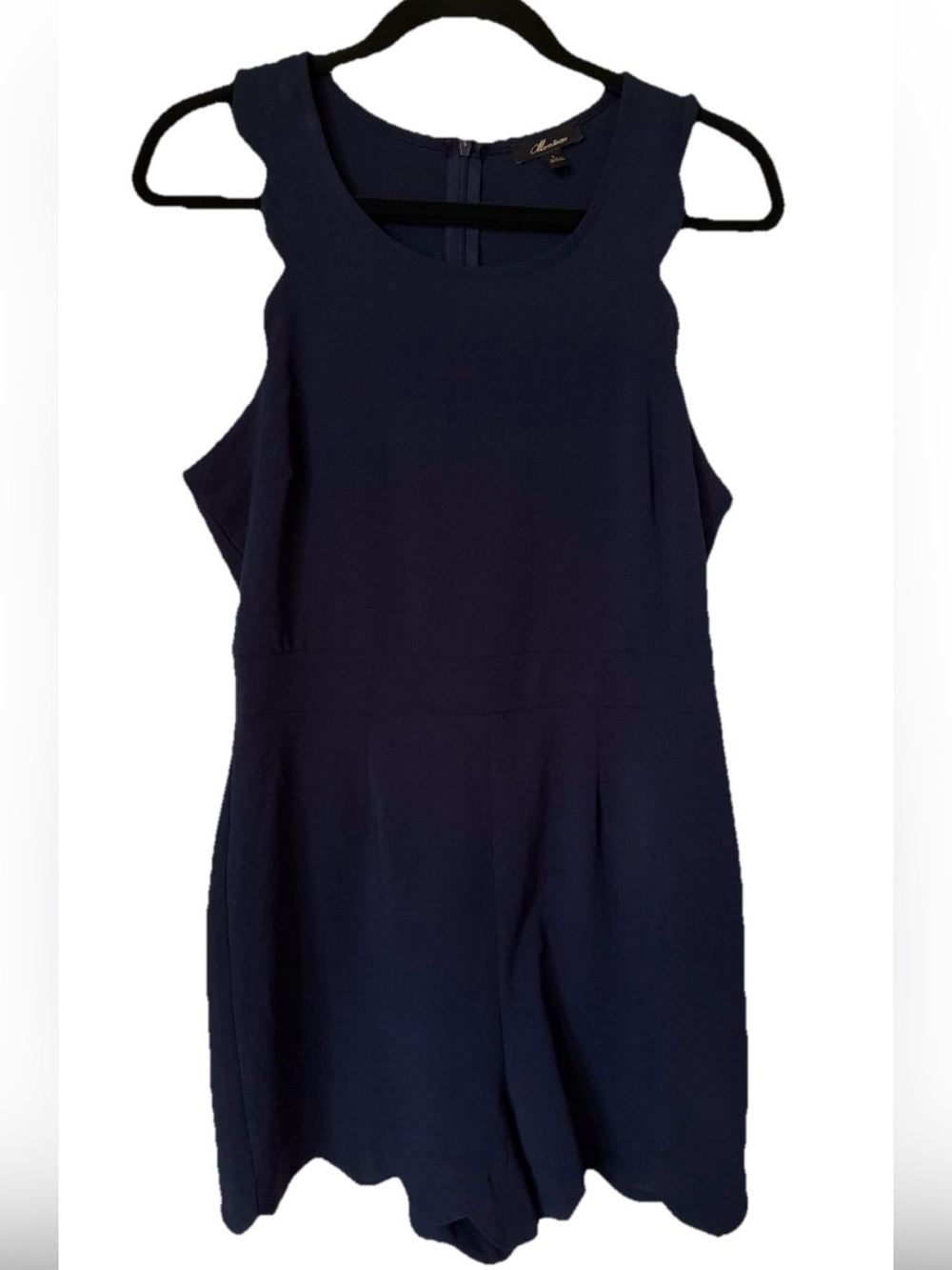 Monteau Navy Sleeveless Scalloped Romper L